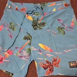 Men's Catch Surf Cali Gear Board Shorts 34in Waist Surf Palms Tropical